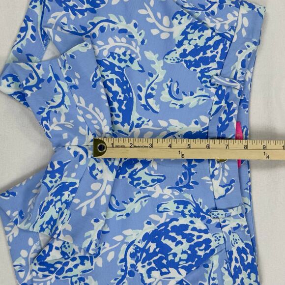 Lilly Pulitzer Womens Callahan Knit Short 0 Blue Periwinkle Turtlely Awesome - Picture 10 of 11